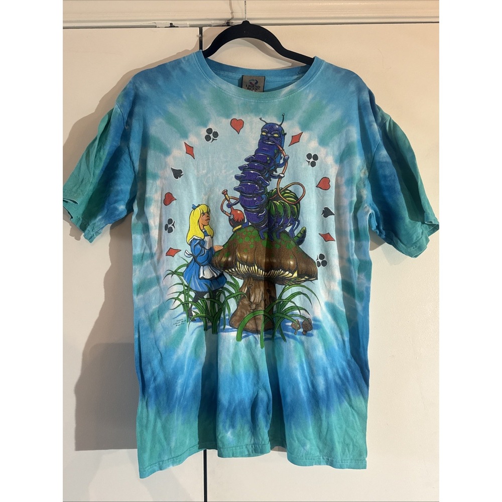 Vtg 2003 Liquid Blue Alice In Wonderland Tie Dye Shirt Brian Fox Caterpillar M